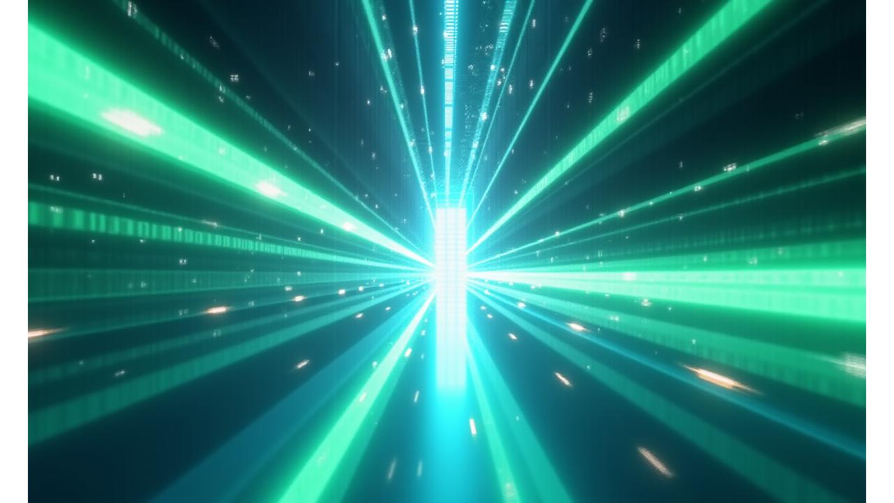 Abstract depiction of energy flow optimization with green and blue efficiency indicators
