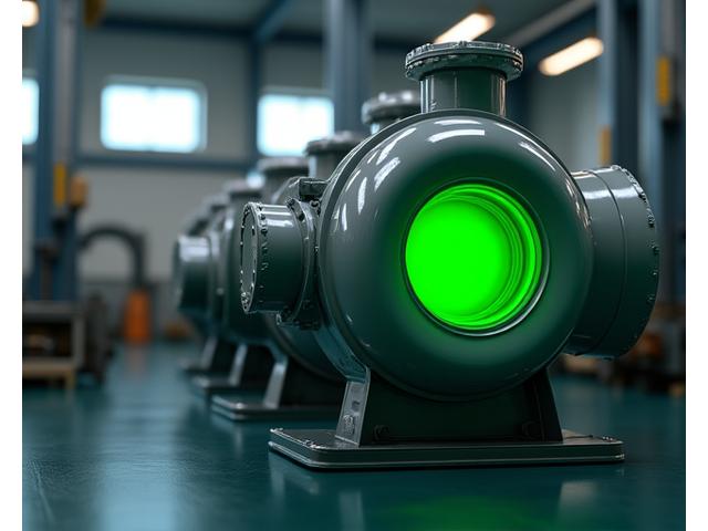 Illustration of modern, high-efficiency industrial machinery with a green glow