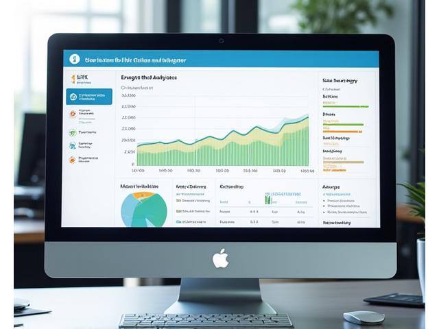 A computer screen displaying an energy analytics dashboard with graphs, charts, and automated fault detection alerts, representing performance analytics.