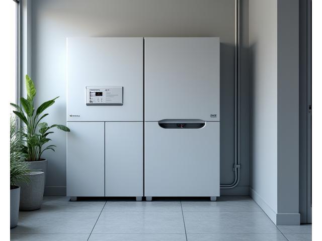 Modern energy storage battery array with a smart inverter, indicating integrated solar energy solutions.