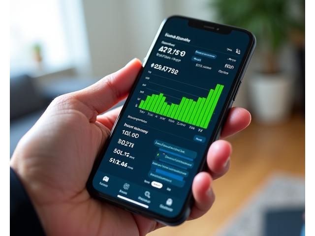 A smartphone screen displaying a mobile app with real-time solar energy production data, graphs, and system alerts, indicating remote monitoring capabilities.