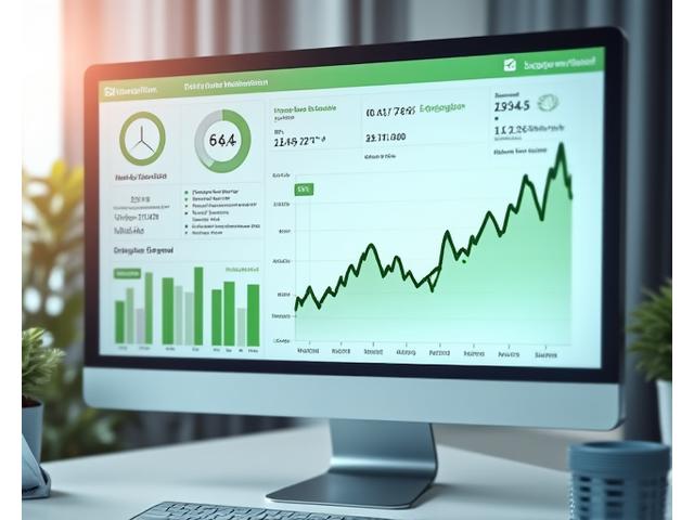 A digital dashboard displaying real-time solar energy production graphs and performance metrics, showing smart monitoring.